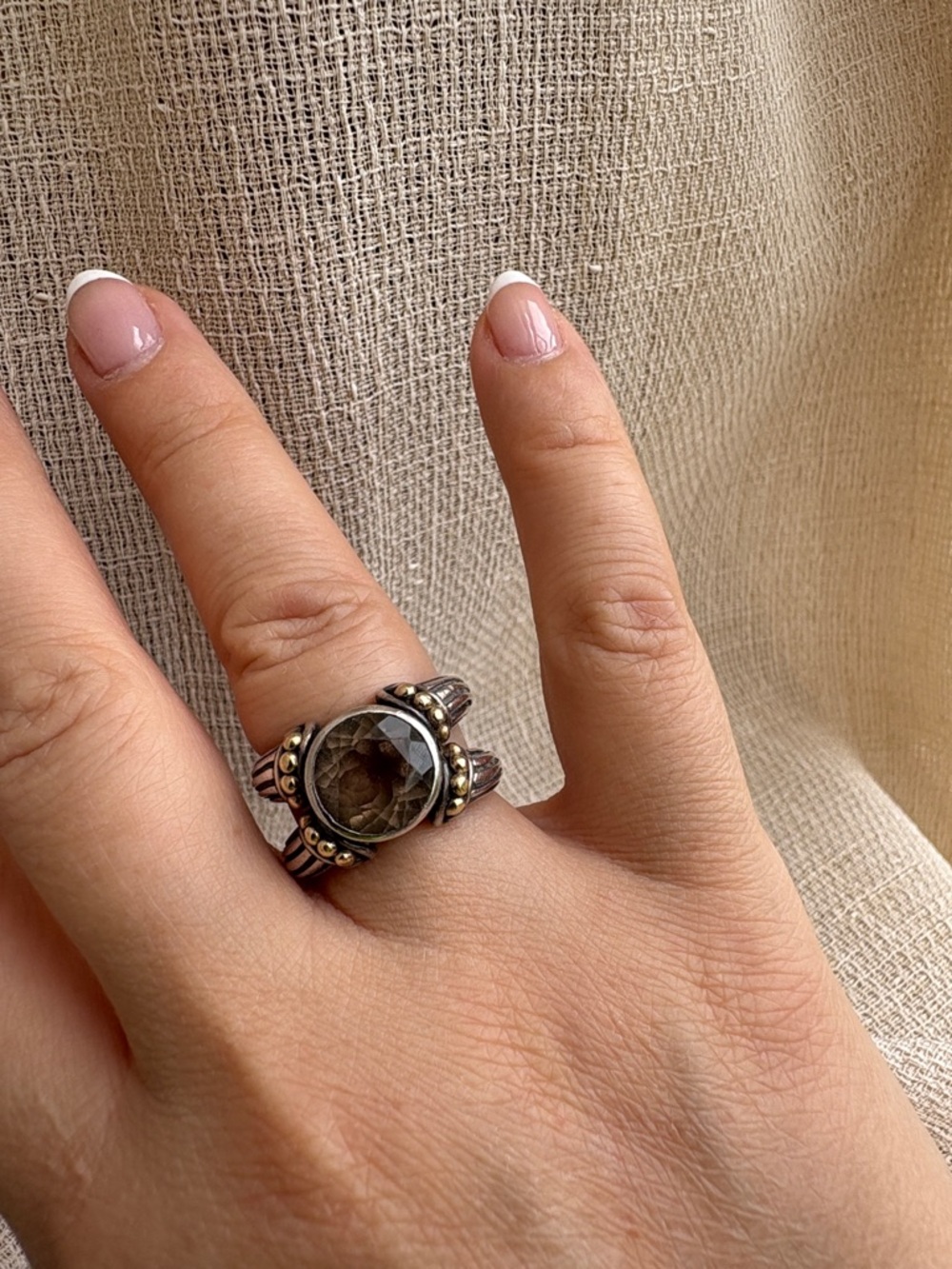 Samuel B. Smoky Quartz Sterling Silver and 18k Gold Ring
